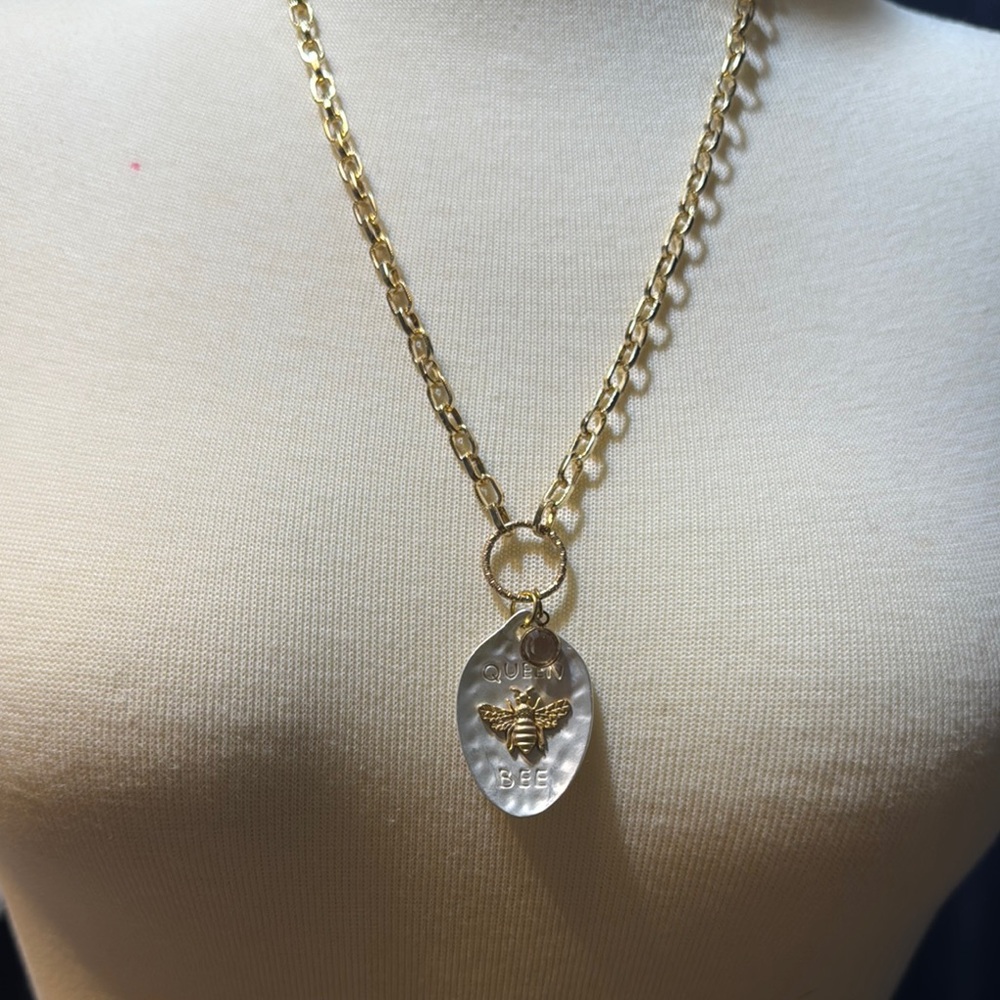 Gold Bee Pendant Necklace
